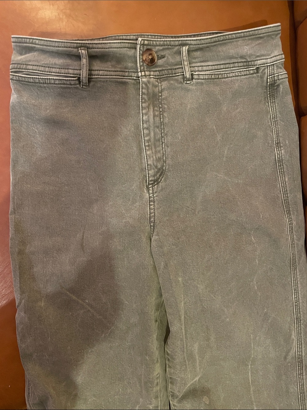LOFT Sage Green Denim Pants, size 10/30 waist - Picture 3 of 5